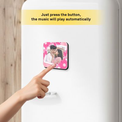 Personalized Musical Fridge Magnet Customizable Photo Frame with Music Speaker & Rechargeable Battery Unique Gift for Anniversary, Birthday & Couples Play Your Favorite Song